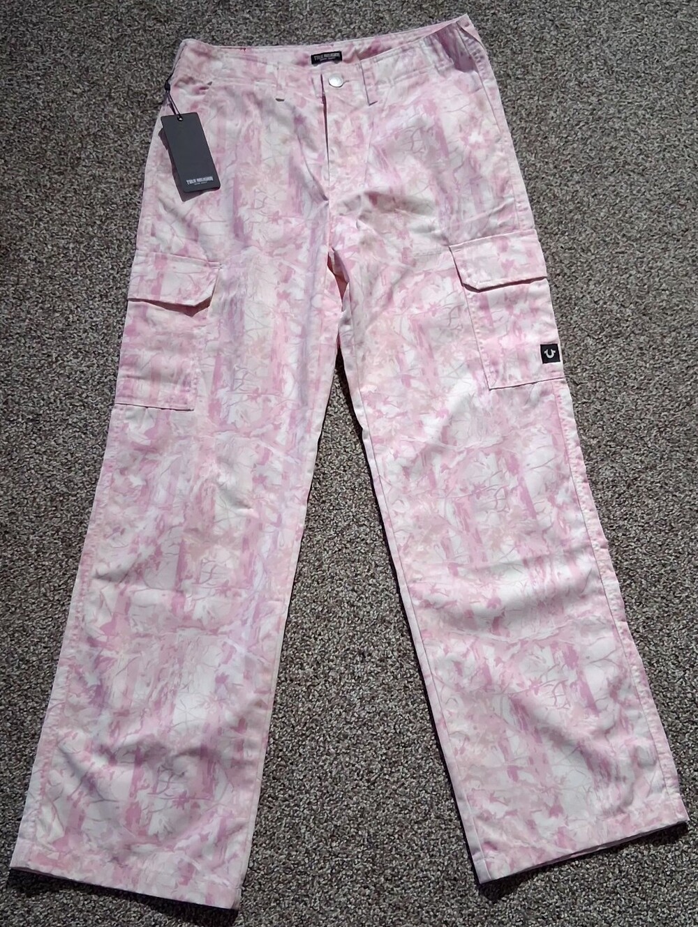 True Religion Pink Print Cargo Pants